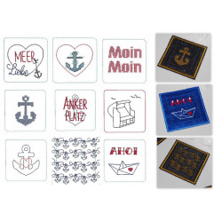 Stickserie ITH Mug Rugs - Maritim 3